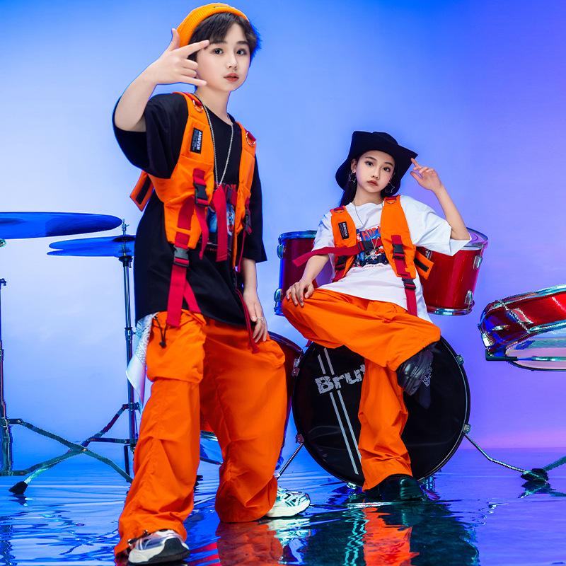 Детские костюмы для уличных танцев: Летняя одежда для выступлений в стиле джаз и хип-хоп для мальчиков и девочек