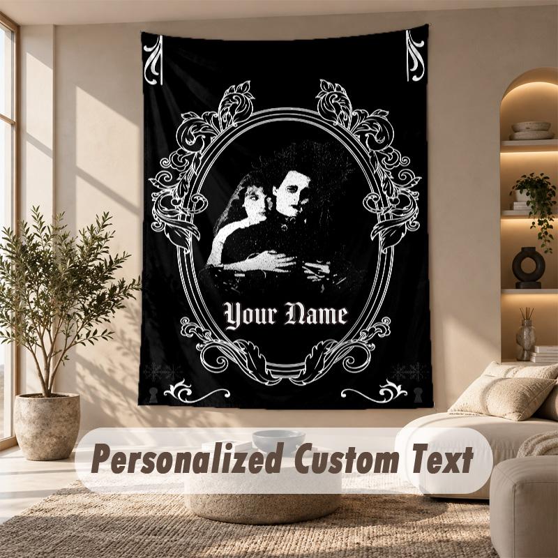 Tapestry Custom Name Text, Wall Hanging Tapestry Home Room DecorEdward Scissorhands