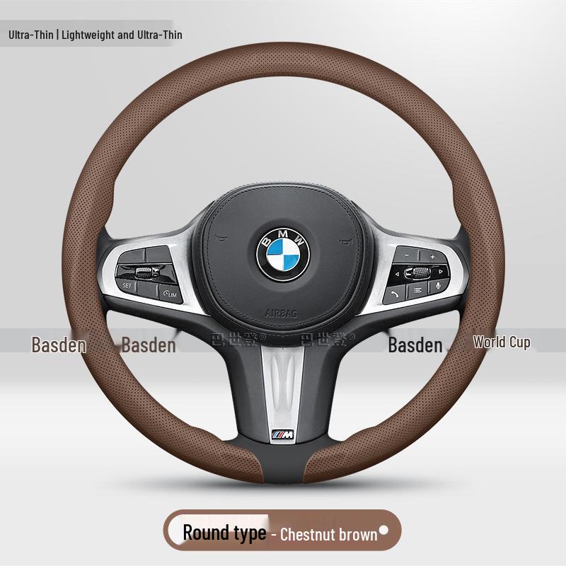 BMW Genuine Leather Steering Wheel Cover - Fits 1, 2, 3, 4, 5, 7 Series & X1-X6 Models