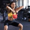 Kettlebell 10 kg in metal weight for workouts with non-slip handle and flat bottom 19x12x22cm red and black