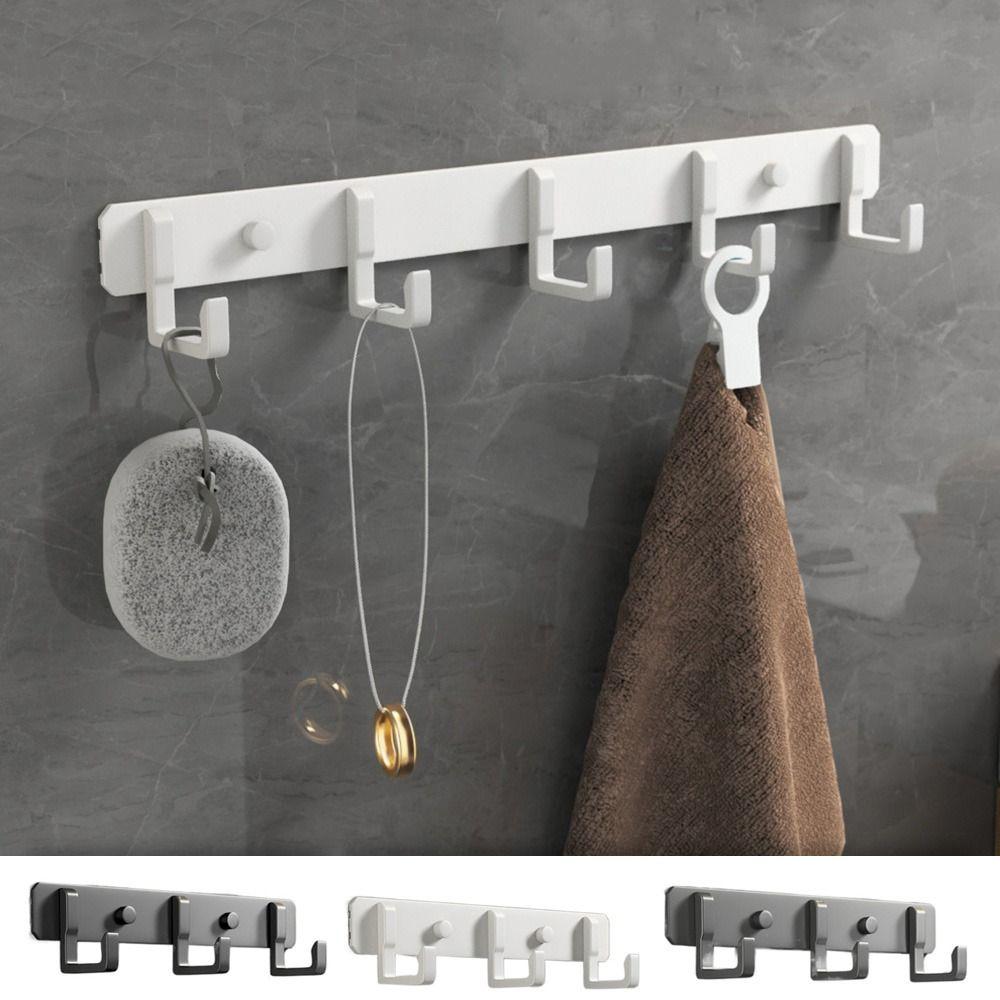 Black/White/Grey Towels Robe Hook Wall Hanging Door Back Clothes Hook Space Aluminum Row Hook Home