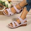 Fashion Ladies Shoes 2025 Outdoor Open Toe Women's Sandals Casual Sandals Women Round Toe Wedges Shoes Women Summer Solid Colors Zapatos
