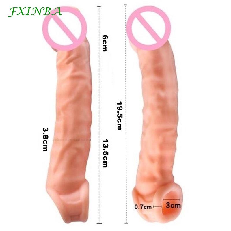 FXI 14-27 см реалистичный рукав-удлинитель для увеличения члена, задержка эякуляции, многоразовый презерватив, мужские секс-игрушки