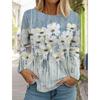 T-shirt Manches Longues Ras Du Cou Femme, Design Tendance, Impression Florale 3D, Style Fin, Coupe Régulière, Printemps/automne