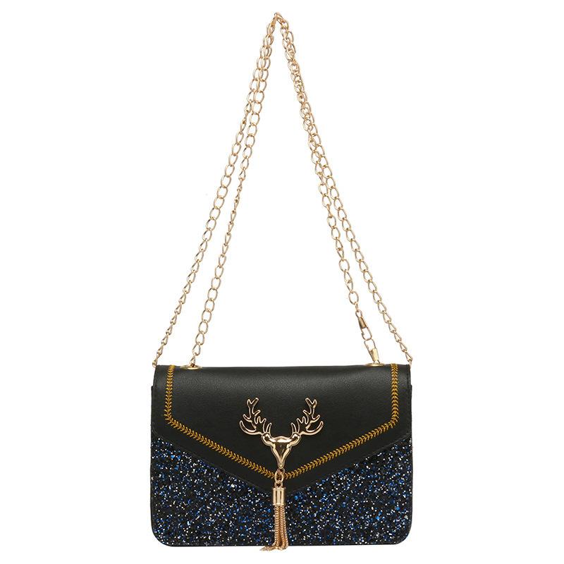 Korean Style Internet Celebrity Bag for Women, Small Deer Tassel Sequin Women's Bag, Women's Shoulder Small Square Bag