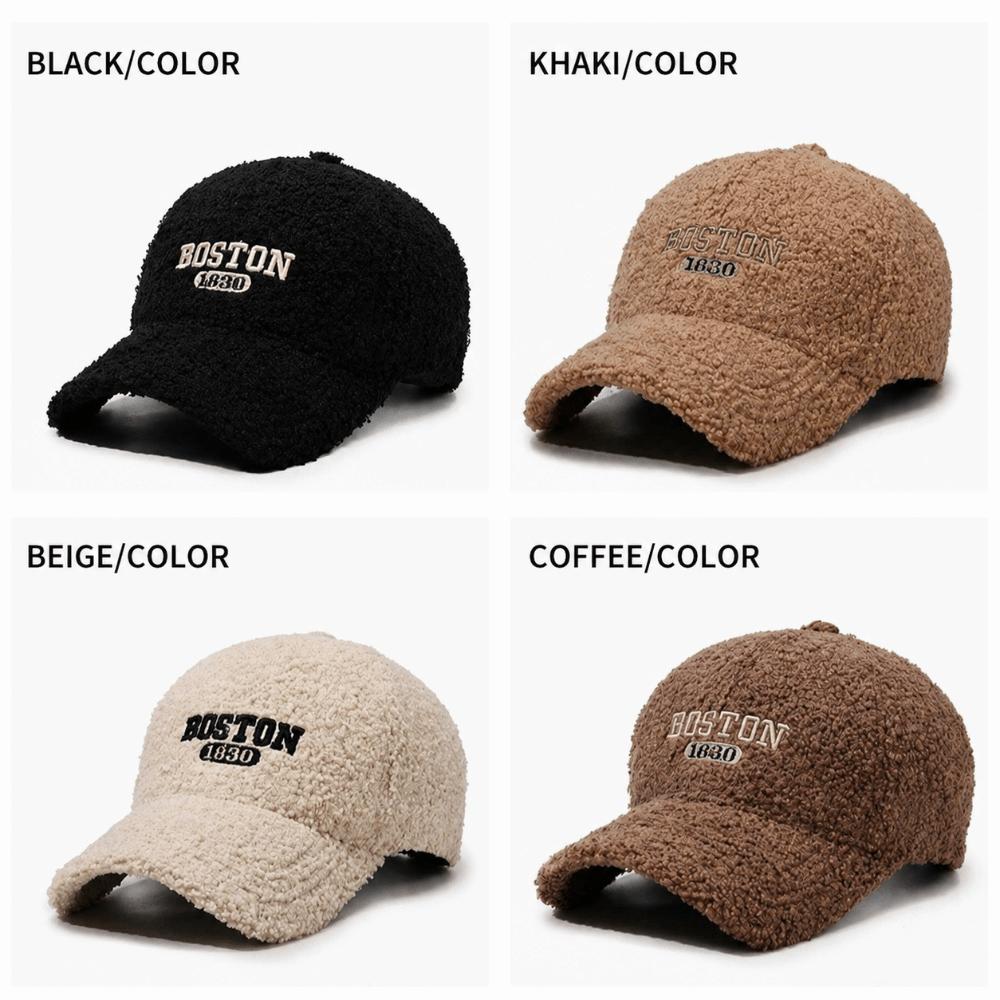 Letter Embroidery Plush Hats Keep Warm Plush Cap Fashion Baseball Cap For Men