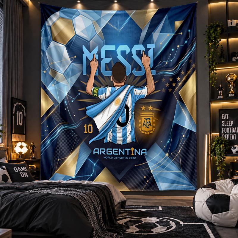 Wall Hanging Tapestry Argentina Football Print Cloth for Living Room Bedroom Home Decor