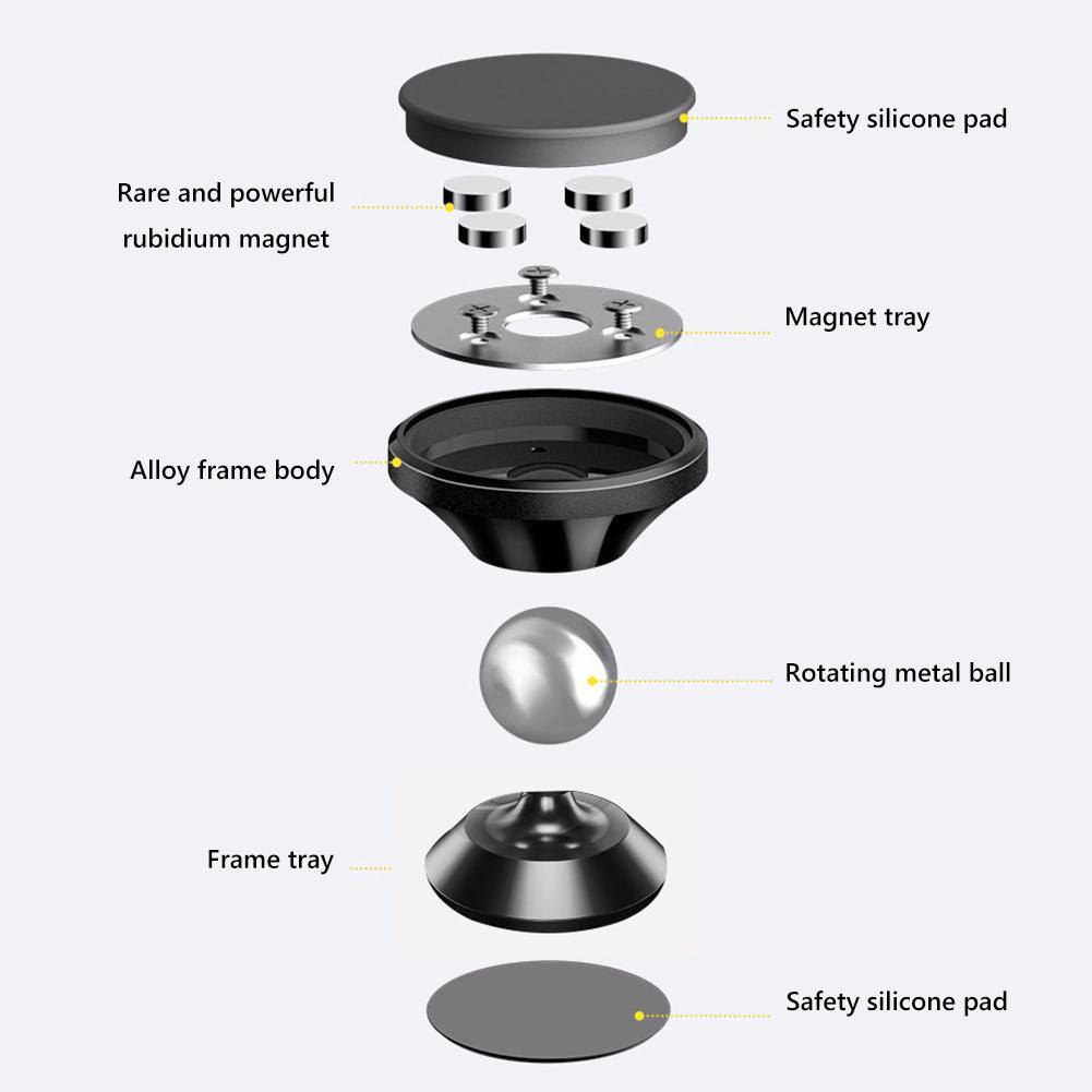 Магнитный держатель телефона, вращающееся на 360 градусов автомобильное крепление для телефона для iPhone 14 13 12 (черный)