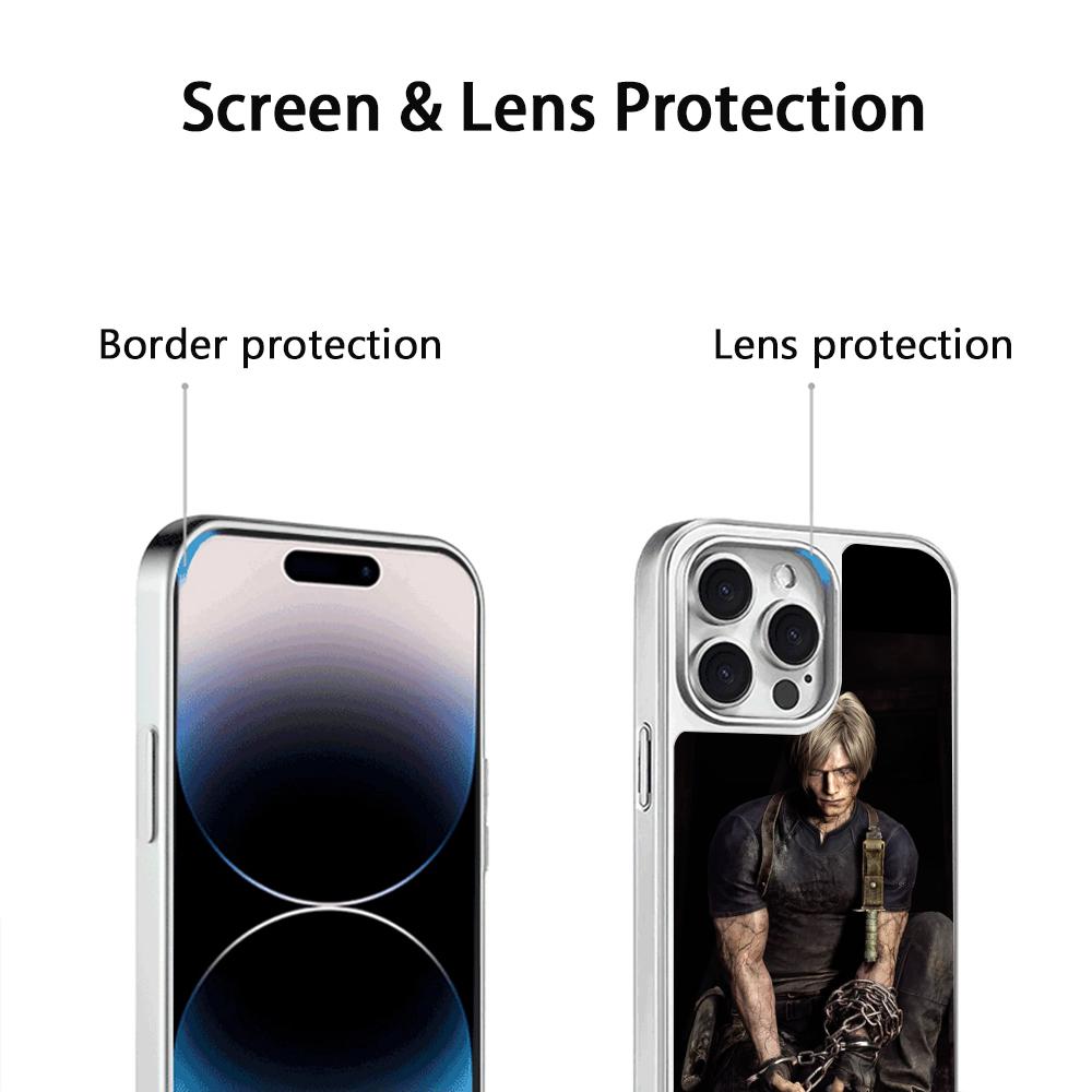 Ада Вонг X Леон горячий игровой плакат Чехол для телефона для iPhone 16 15 14 13 12 11 Pro Max Овечья кожа Серебристый край Защитный чехол
