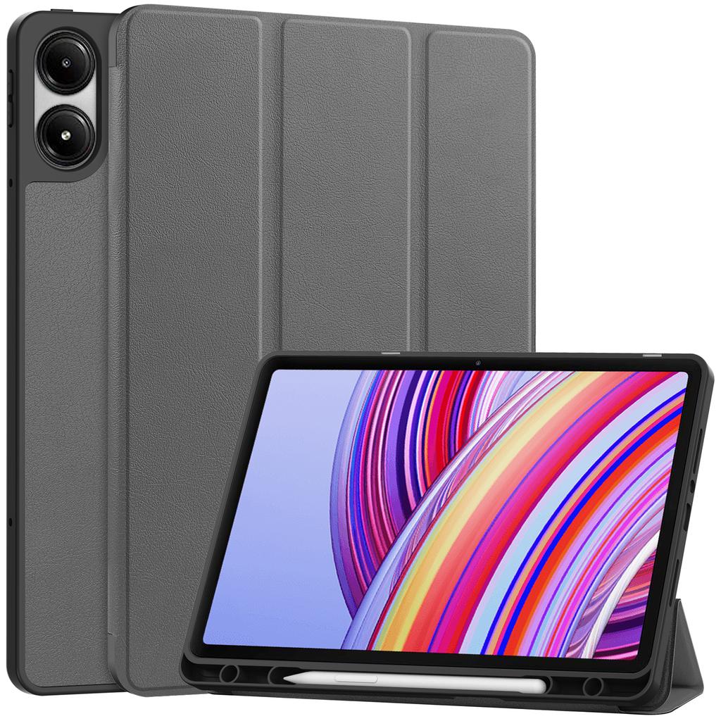 Чехол для планшета Xiaomi Redmi Pad Pro/Redmi Pad Pro 5G/Poco Pad 4G, трехскладная подставка, кожаный чехол со слотом для стилуса