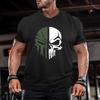 Men's Digital Printed Skull Printed T-shirt Fitness Top Short Sleeve T-shirt Quick Drying Breathable