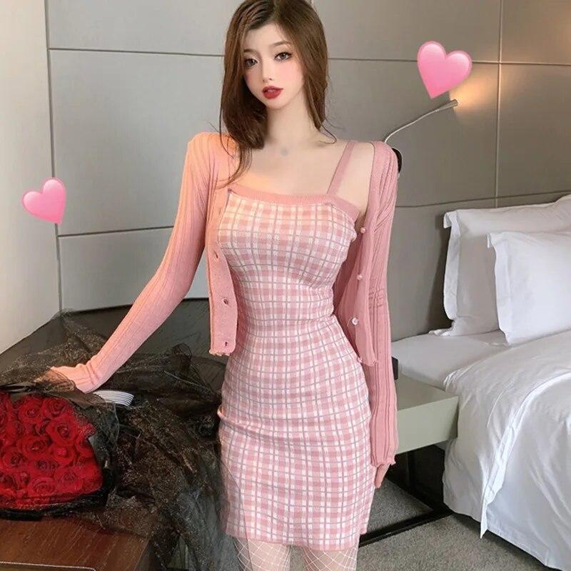 Женское платье в клетку, тонкие трикотажные платья на бретельках без рукавов с открытой спиной