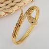 18K Gold Plated Copper Colorful Zircon Exaggerated Snake Vintage Bracelet for Women