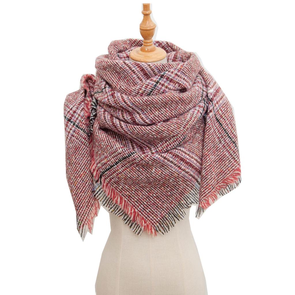 European and American Style Large Check Triangle Snood Scarf - Spring, Autumn, Winter