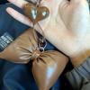 Backpack Decor Brown Bow Heart Bag Pendant Leather Korean Charm Rope Keyring  Key Holder