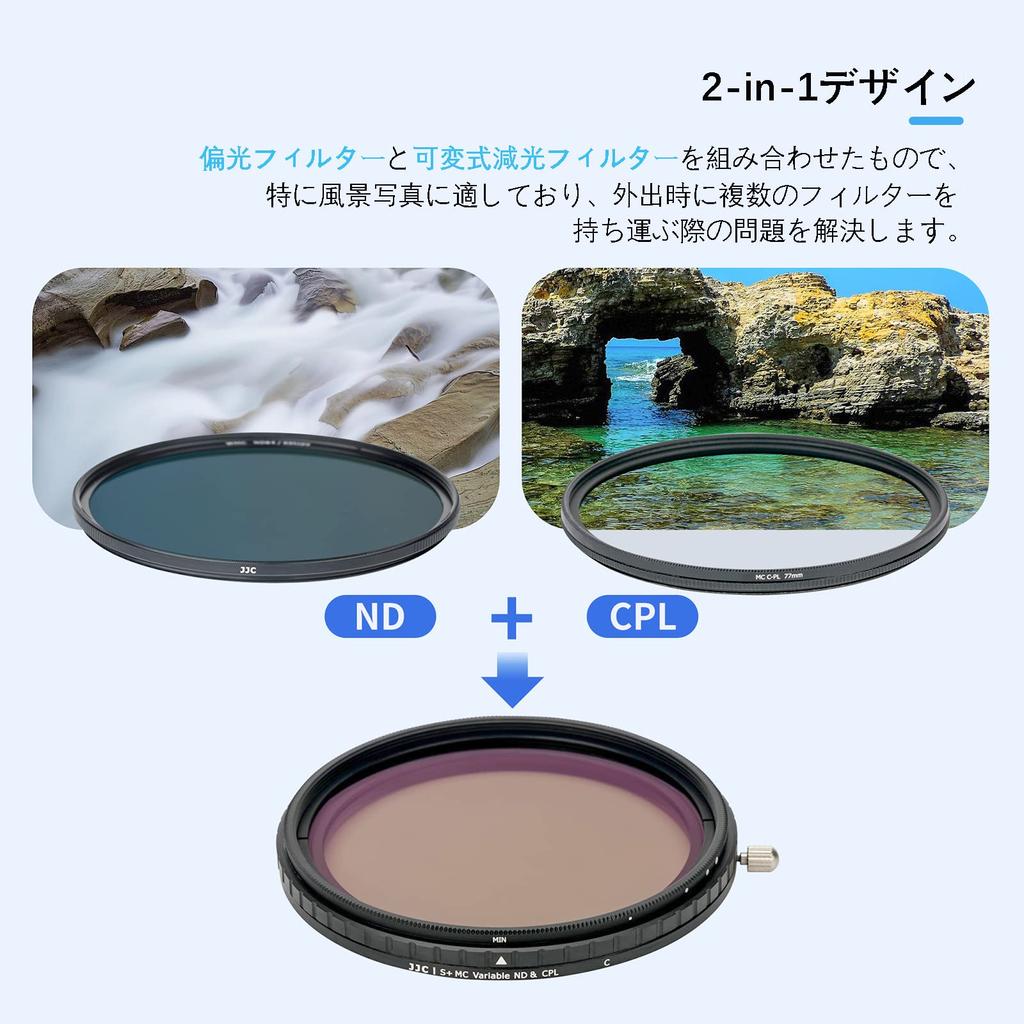 Variable JJC 72mm Variable ND Filter CPL Filter Nano Coating for Nikon Z F4S Canon EF 50mm Sigma Sony FE and other lenses and Thin frame design