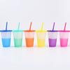 Стакан для воды объемом 480 мл, креативный, декоративный, многоразовый, удобный, с ручкой, меняющий цвет, обесцвечивание для дома