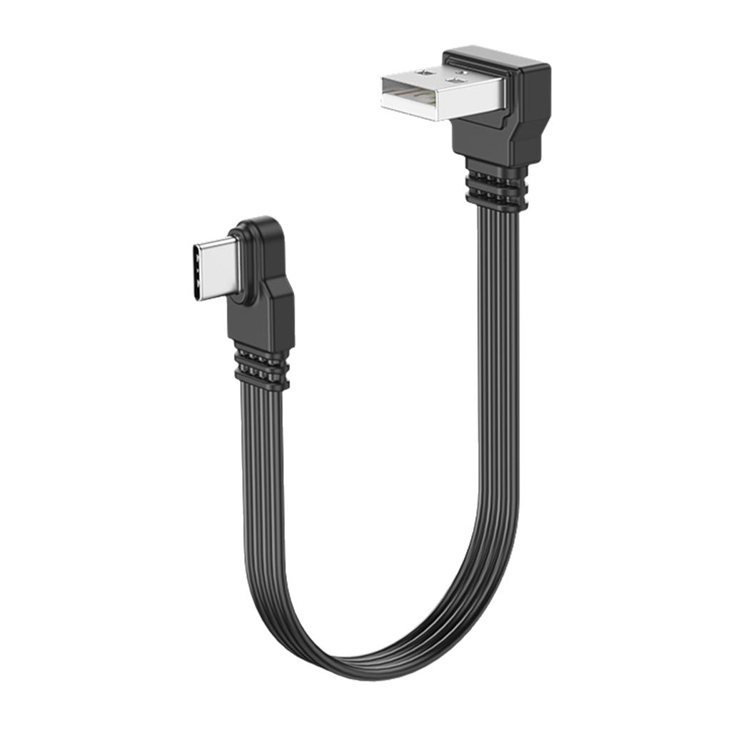 Кабель передачи данных USB 2.0 - Type C, 2 А, быстрая зарядка, скорость передачи данных 480 Мбит/с, плоский провод, колено 90 градусов для планшетов и телефонов