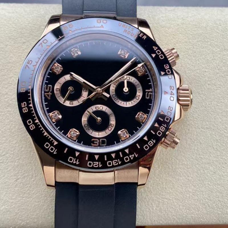 Мужские автоматические механические часы Rolex Daytona 40 мм, многофункциональные, с инкрустацией бриллиантами.
