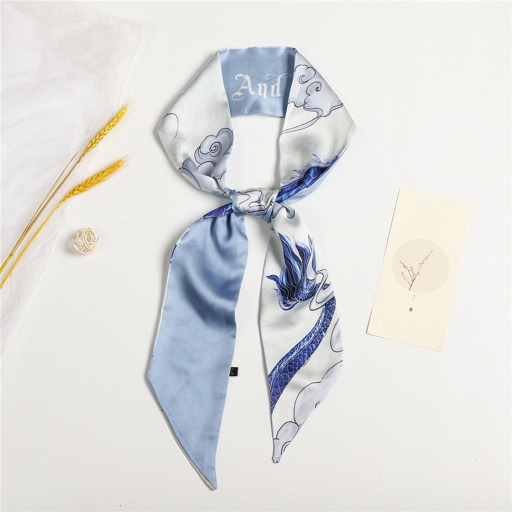 Silk Scarf, Long Strip, High-Feeling Headscarf, Headband, Hair Tie, Bag, Gift Streamer, Multi-Purpose Decorative Scarf, Belt, Silk Scarf.