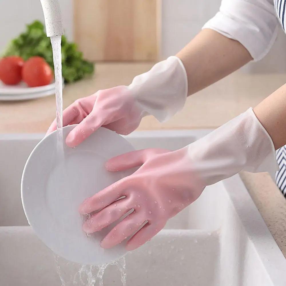 Anti-slip Household Cleaning Gloves PVC Rubber Gloves Gifts Kitchen Dishwashing Gloves