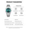 Mens Luxury Watches Octagonal Stainless Steel Analog Quartz Watch with Day Date, Waterproof Luminous Casual Watch