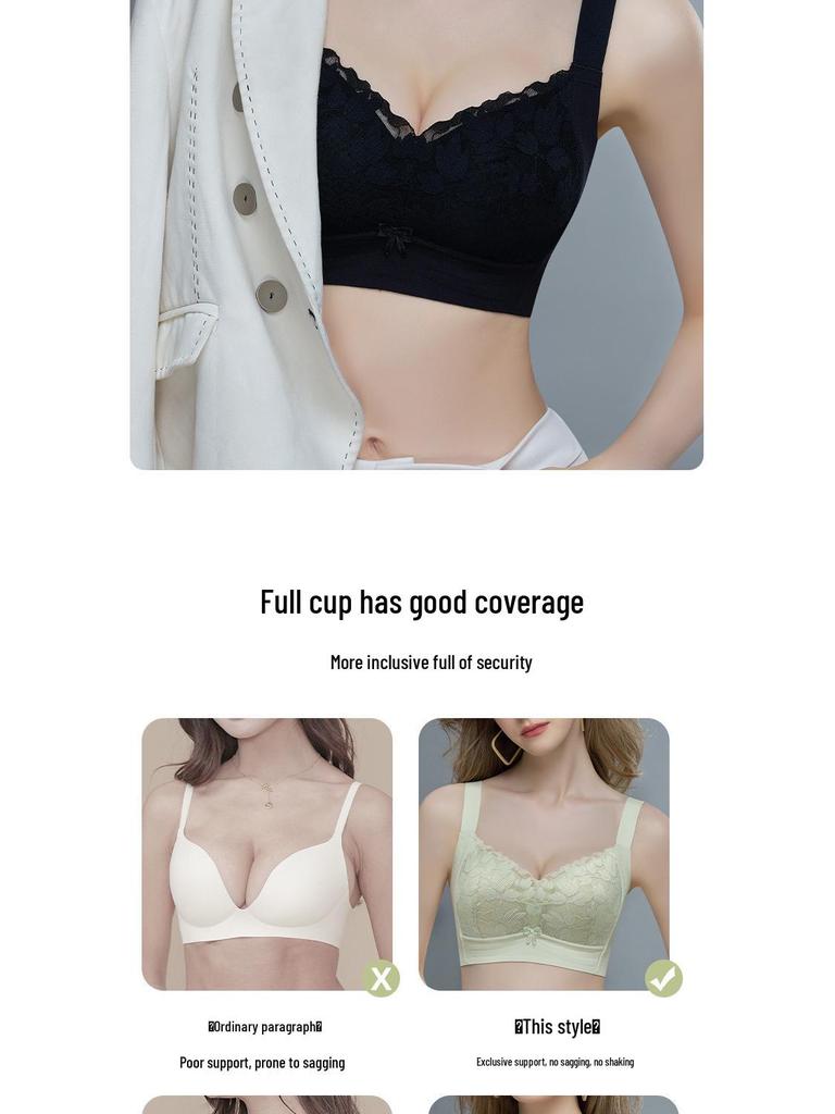 Seamless Wire-Free Push-Up Bra for Large Bust with Side Support