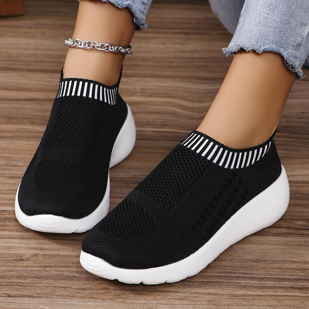 Модные сетчатые дышащие вязаные кроссовки женские легкие нескользящие женские кроссовки для бега большого размера 43 на танкетке повседневные туфли для женщин