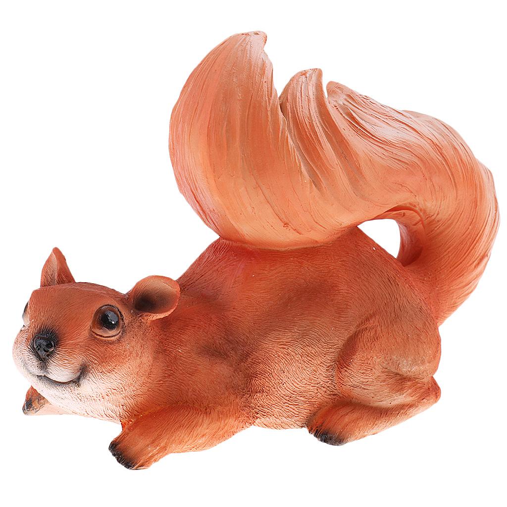 Realistic Squirrel Sculpture Resin Figurine Lawn Ornament Garden Decor for Outdoor Home Table Decoration