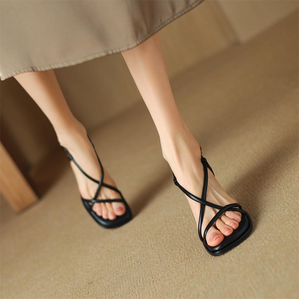 Taoffen Летние лаконичные модные женские босоножки на тонком каблуке с узким ремешком, сандалии с открытым носком на пятке, легкая женская обувь с перекрестной завязкой
