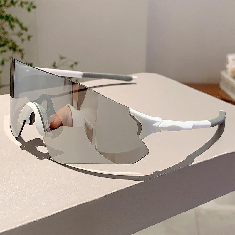 Модные моноблочные мужские очки с защитой от УФ-лучей, уличный бренд, зеркальные спортивные солнцезащитные очки, женские очки оверсайз с декором, для велоспорта