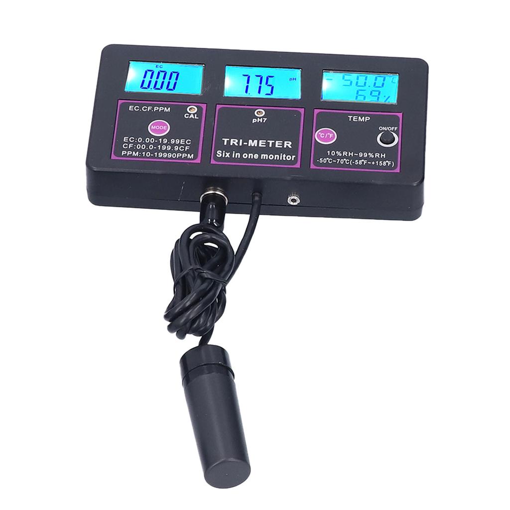 6 в 1 тестер качества воды многофункциональный PH Temp EC CF RH TDS метр для аквариумной гидропоники