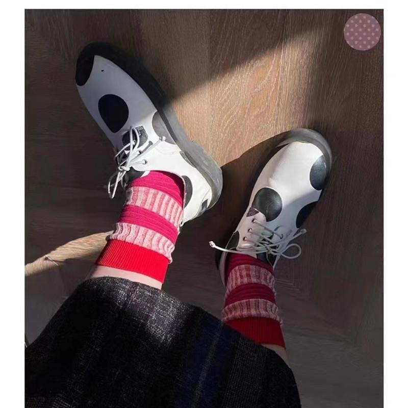 Japanese Niche Tide Brand Designer Striped Lantern Pig Large Intestine Socks Internet Celebrity Xiaohongshu Medium Tube Pure Cotton Socks