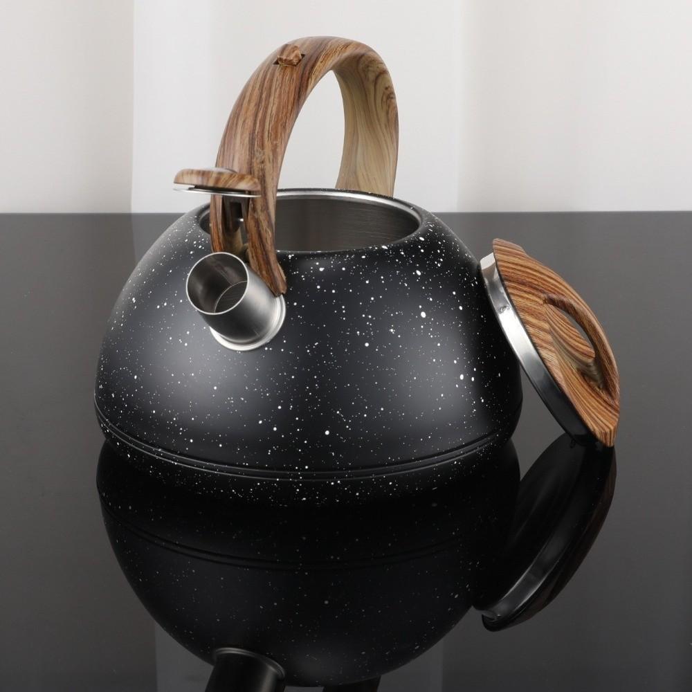 Wooden Handle Whistling Kettle 3L Gas Induction Cooker Kettle Durable Boiling Coffee Pot  Kitchen