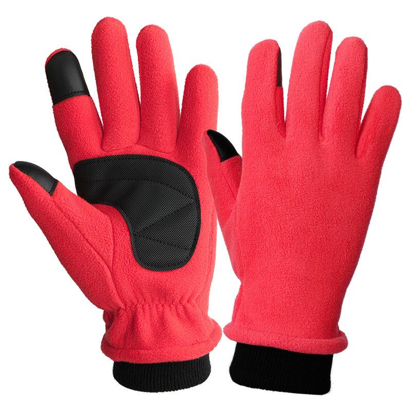 Зимние теплые перчатки Флисовые двойные утолщенные морозостойкие перчатки Студенческие для езды на электровелосипеде Велосипедные флисовые перчатки