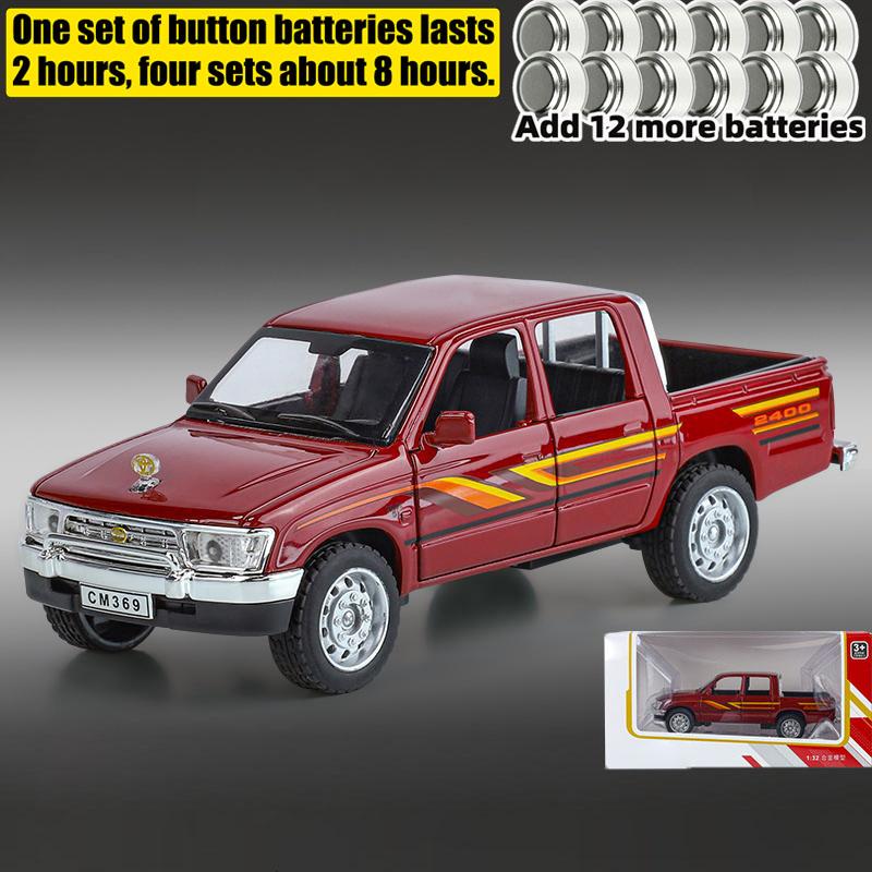 1/32 Toyota Hilux Внедорожный пикап Сплав Металл Литой Модель Транспортного средства Миниатюра Звук и Свет Коллекция Подарок Детская Игрушка