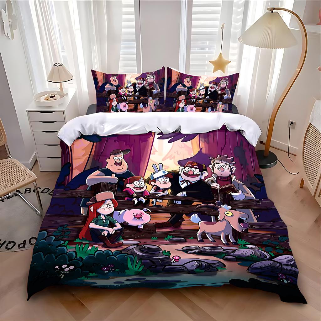 Пододеяльник Наволочка Комплект постельного белья Игра G-Gravities F-Falls Взрослый Мальчик Девочка Украшение Спальни Детский Односпальный Двуспальный Большой Размер