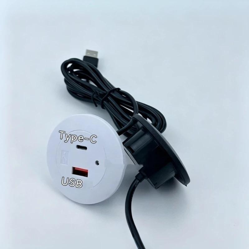 Многофункциональное встроенное USB Type C зарядное устройство 2.0A 5V, розетка питания для мебели, стола, дивана, дома, офиса