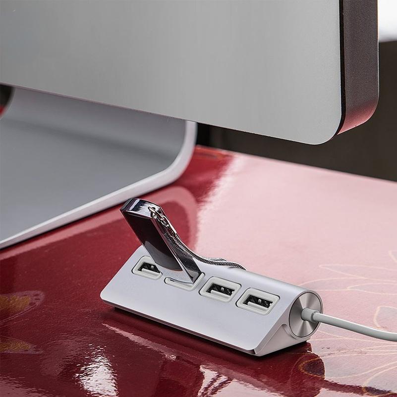 Высокоскоростной USB-концентратор, 4 порта, порт USB 2.0, портативный алюминиевый USB-разветвитель, ноутбук, ПК, планшет