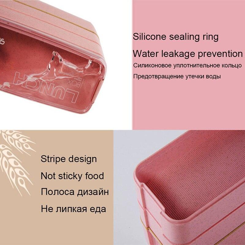 Health Material 3-Layer Microwave Lunch Container Japanese Bento Bento Eco Friendly Beat Straw 900 ml Lunchbox | Breakfast Boxes