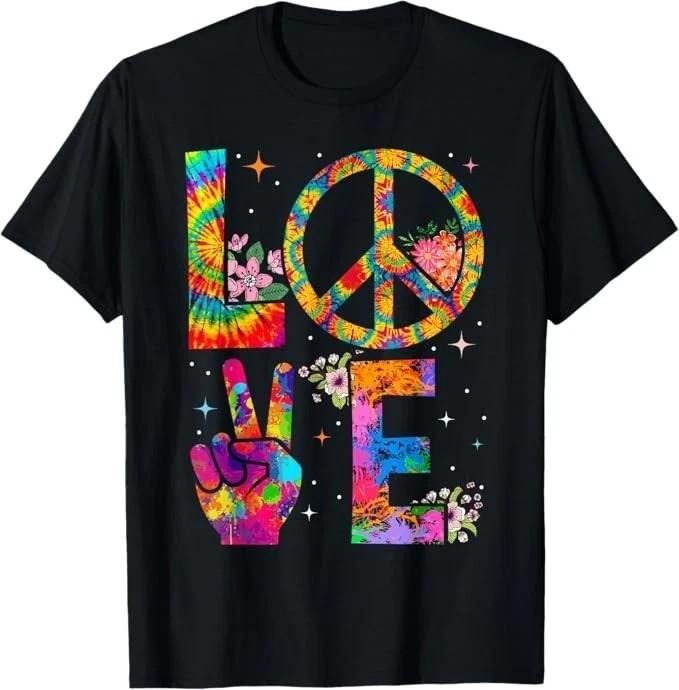 Peace Sign Love 60s 70s Tie Dye Hippie Costume unisex T-Shirt