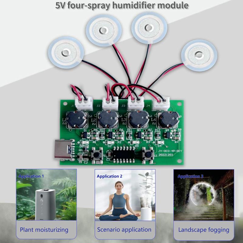 Модуль увлажнителя с четырьмя распылителями DIY Плата управления увлажнителем Плата драйвера распылителя Модуль увлажнителя с четырьмя распылителями