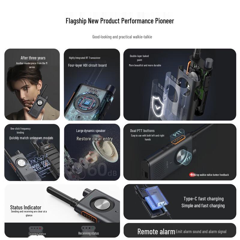 KSUN TFSI Long-Range Dual PTT Walkie Talkie (CN version)