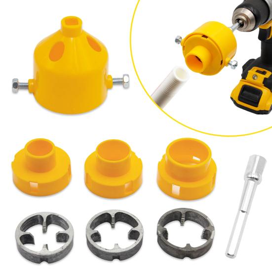 7/8Pcs/Set Electric Drill Pipe Threader Kit with 3 Die Sizes Professional Power