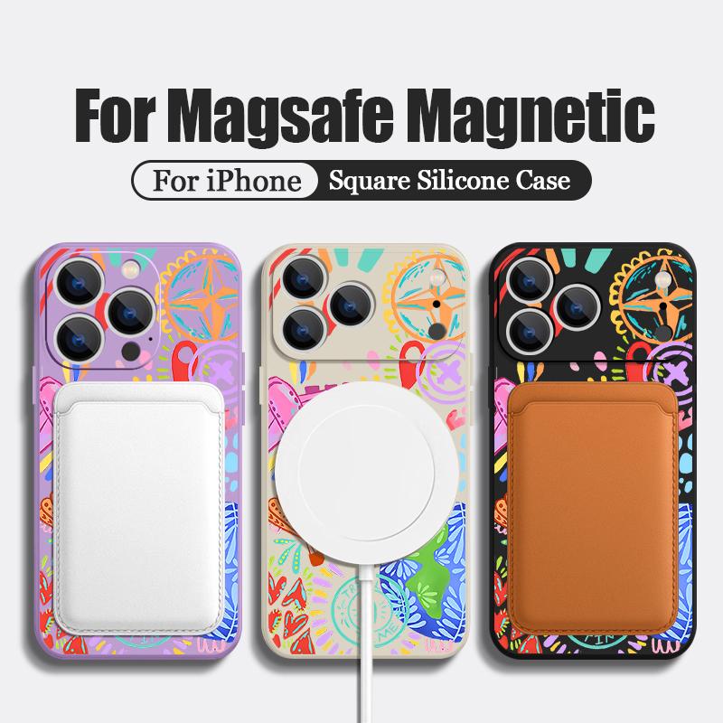Чехол с мультяшным узором Огненный Шар для iPhone 17 Pro Max Магнитный для Magsafe Силиконовая Крышка для iPhone 16 Pro Max Funda iPhone 15 14 13 12 11 16E Air
