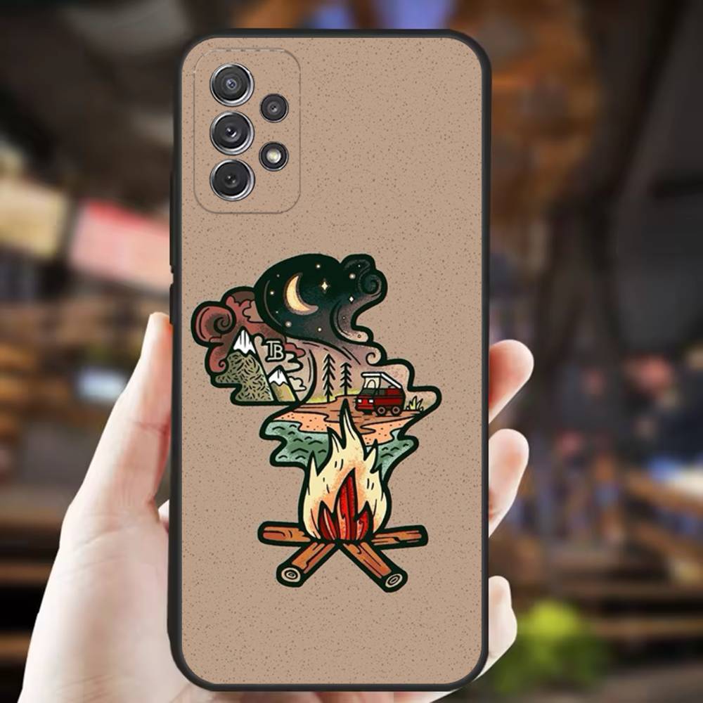 Чехол для телефона с рисунком природы для кемпинга на открытом воздухе Для Samsung S25, S24, S21, S22, S23, S30, Ultra, S20, Plus, Fe, Lite, Note, 10, 9, 5G Черный Чехол