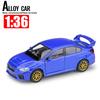 Масштаб 1/36 Модель автомобиля Subaru Impreza WRX STI из сплава Welly Литой металлический сплав Транспортное средство Миниатюрный Откатной Коллекционный Подарок для Детей Мальчиков Ребенка