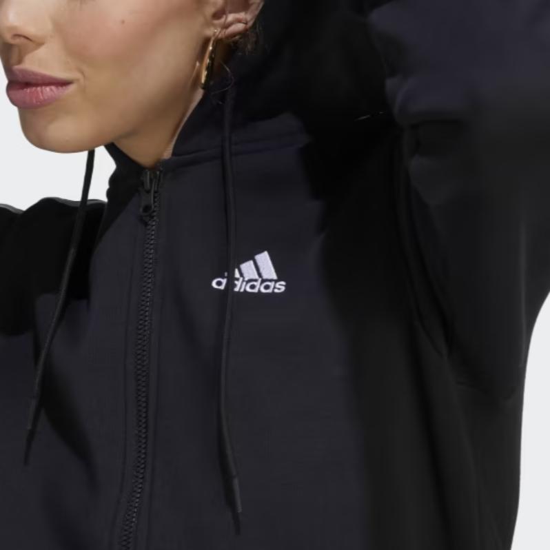adidas Полосатая куртка на молнии с капюшоном и длинными рукавами Женская верхняя одежда Черный HZ5743