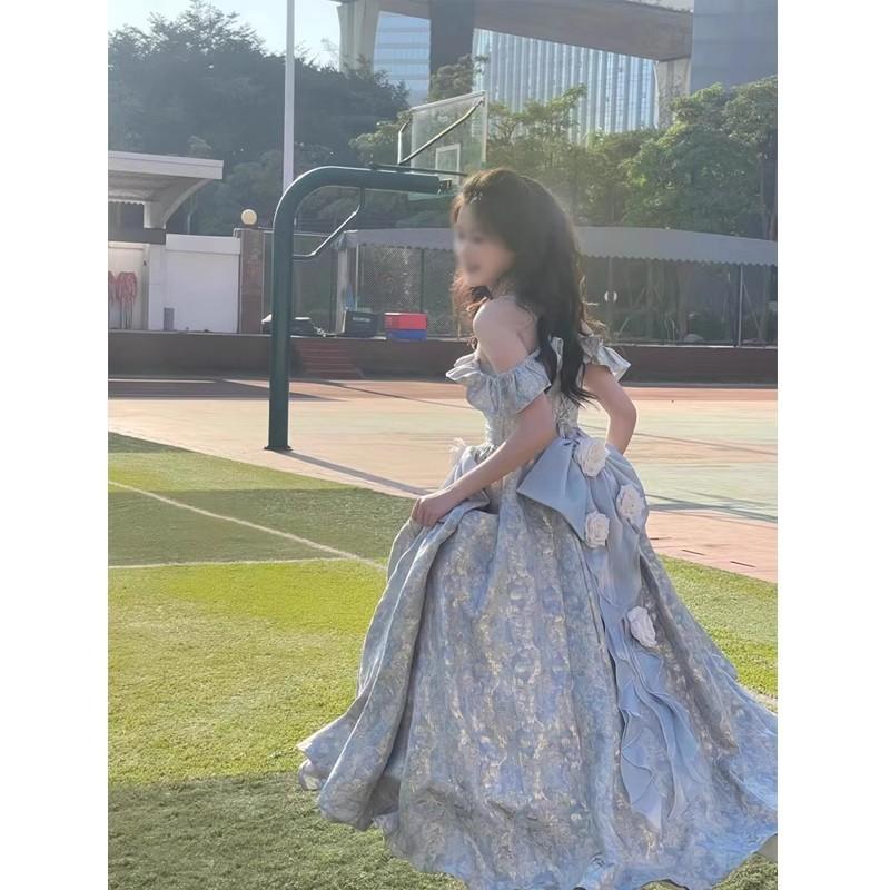 Вечернее платье Лолиты Высокий стиль Банкет Искусство Тест Выступление Без рукавов На бретелях Завышенная талия Платья принцессы