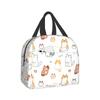 Funny Cats Insulated Lunch Bag Coloful Cat And Heart Lunch Box Reusable Portable Picnic Travel Bento Bag Cute Pets Thermal Tote
